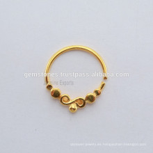 Oro plateado anillo de nariz de plata de ley 925, hecho a mano Septum Piercing anillo de nariz de plata joyería